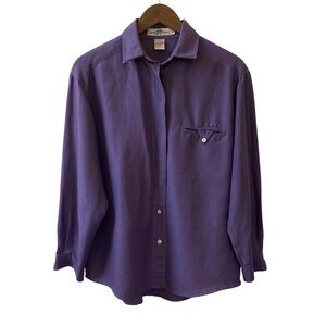 Boston Traders Women’s Shirt Button Down Purple Linen/Rayon Size 14
